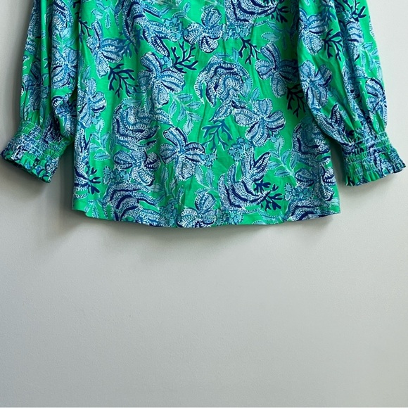 LILLY PULITZER LESSA OFF THE SHOULDER TOP, CABANA GREEN, KEEPIN IT REEL Small - Picture 12 of 13